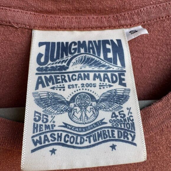 Jungmaven Organic Cotton Orange hemp Short Sleeve V Neck T Shirt Size Small - Picture 4 of 7